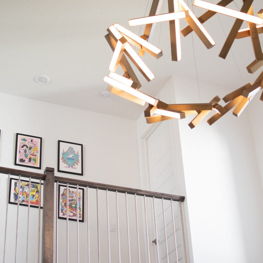Modern Round/Linear Geometric Aluminum LED Chandelier for Dining Room/Bedroom