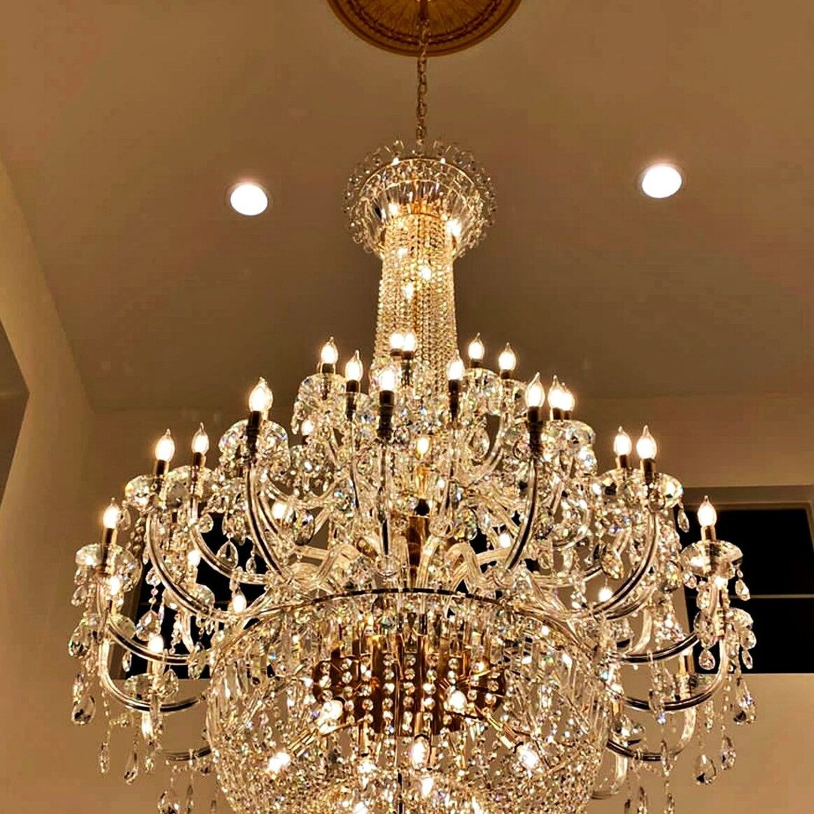 Extra Large European-style Multi-layers Candle Luxury Crystal Chandelier Gold Art Foyer/Staircase Decorative Light Fixture