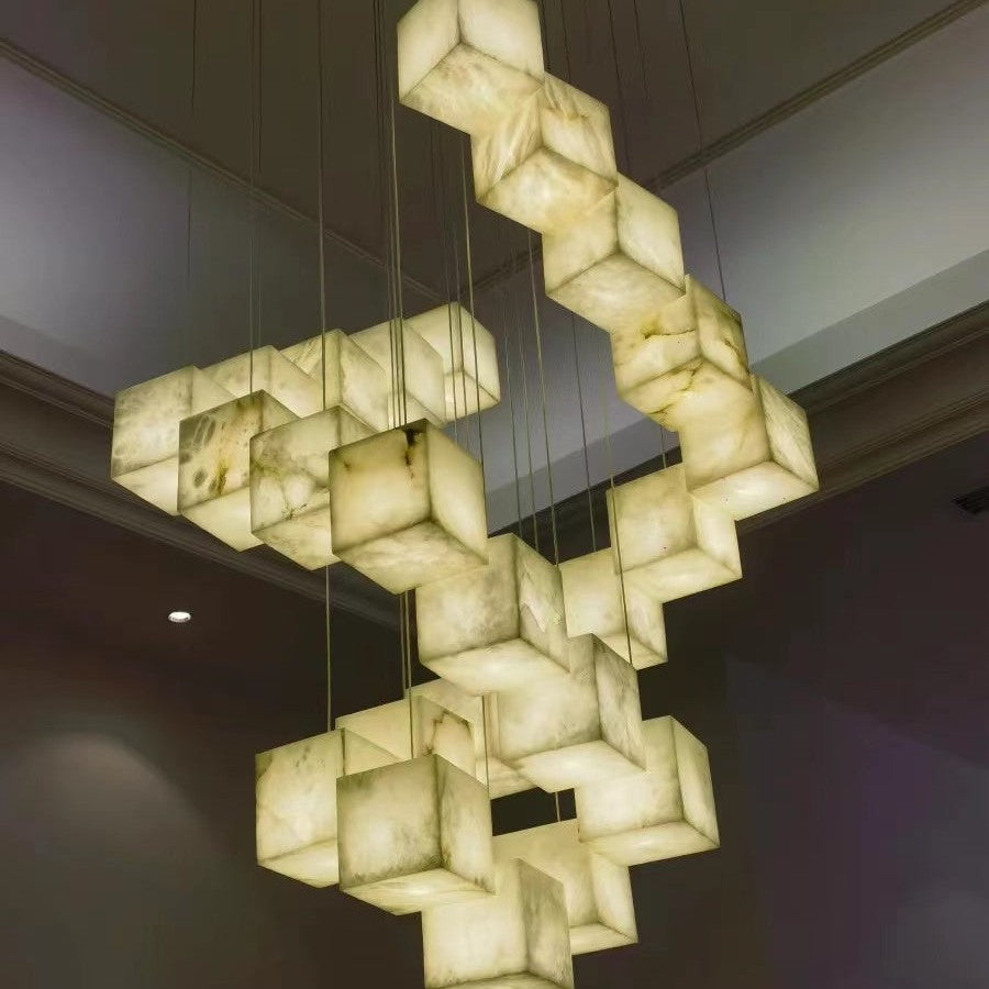 Alabaster Cubic Rectangular Chandelier