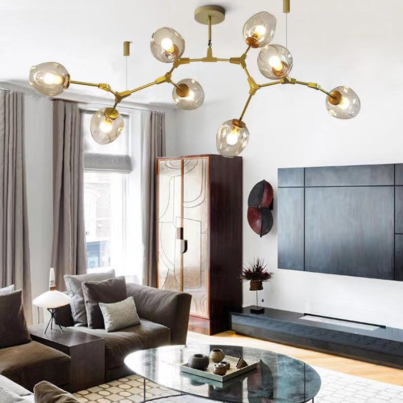 Extra Large Industrial Fashion Branch Multiple Glass Pendant Chandelier for Living/Dining Room