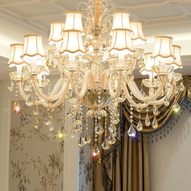 Extra Large Luxury Multi-Tiered Crystal Pendant Chandelier for High-Ceiling Rooms