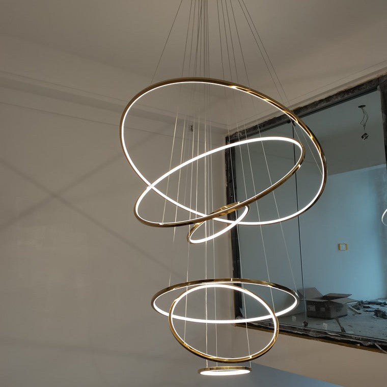 WOMO Large Tiered Ring LED Foyer Chandelier-WM2160
