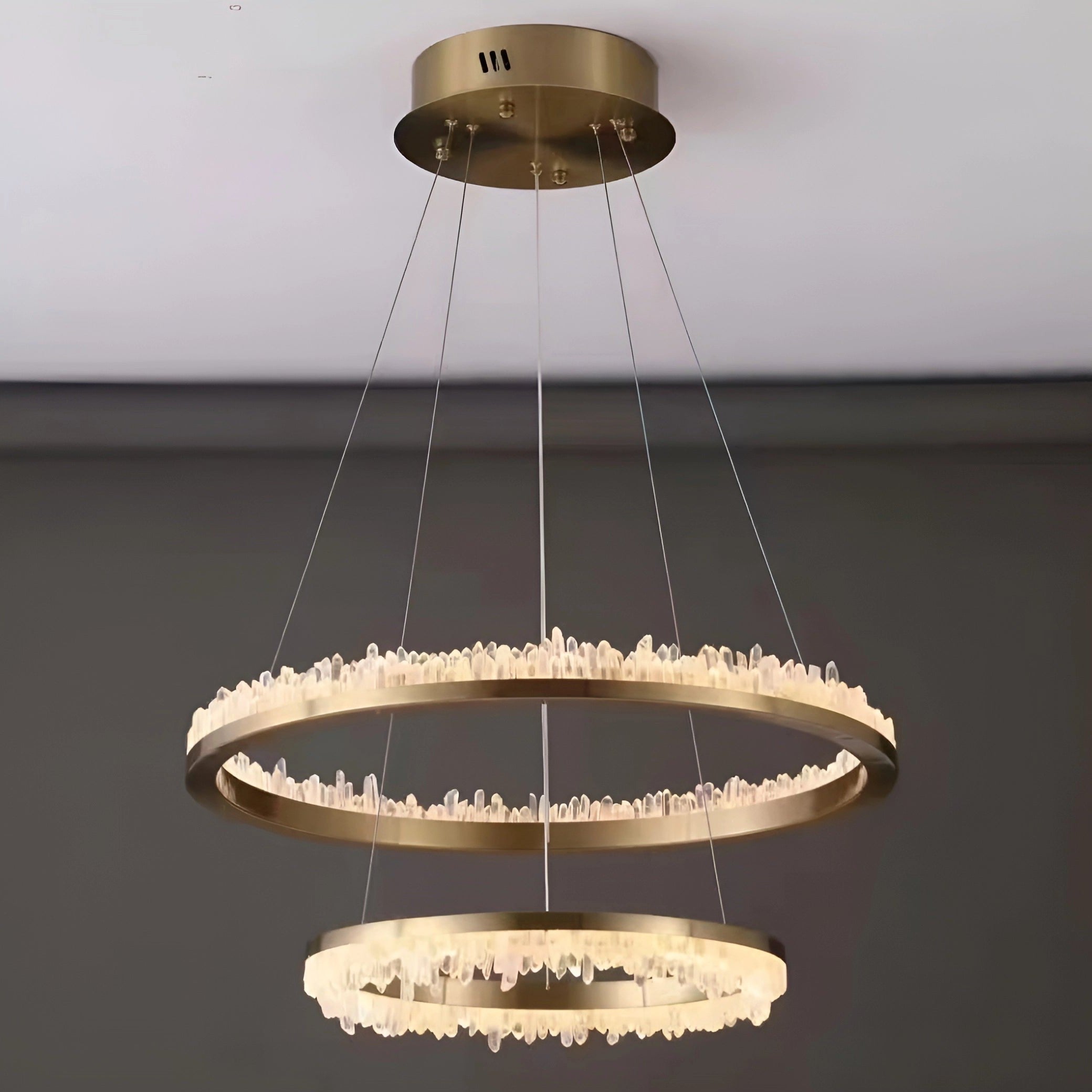Minimalistic Crystal Quartz LED Chandelier