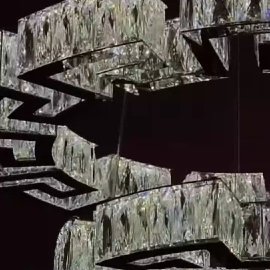Modern Round Gear/Rectangular Mazes Crystal Chandelier