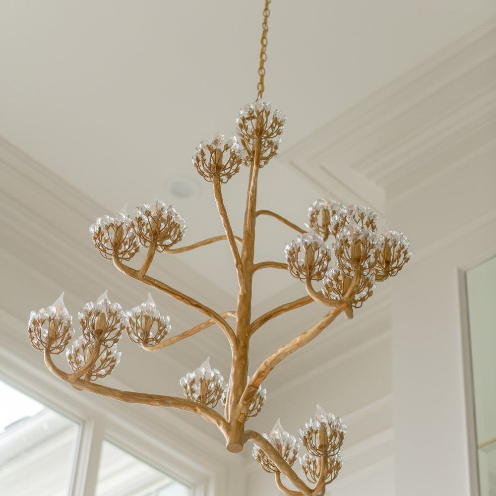 Luxury Branch Flower Chandelier in Gold for Living Room Staircase and Bedroom Lighting