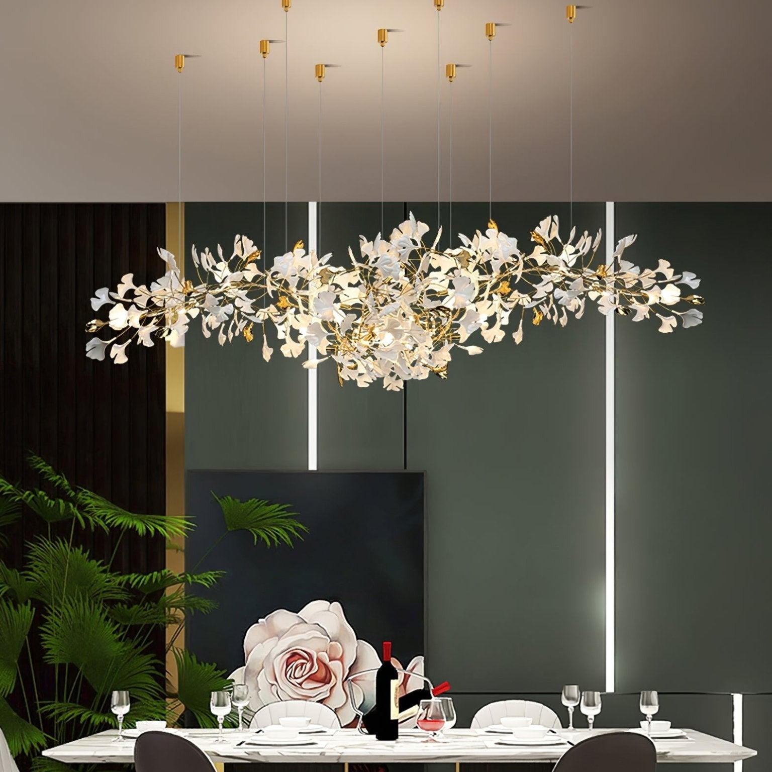 Gingko Ceramic Branch Chandelier Z