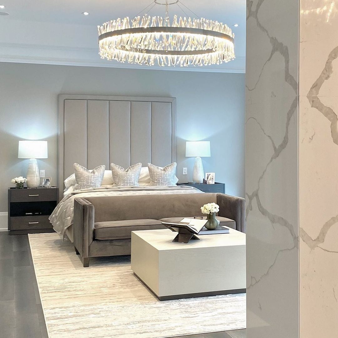 Chrome Stainless Steel Crystal Chandelier Silver Iron Round Pendant Light For Living/ Dining Room