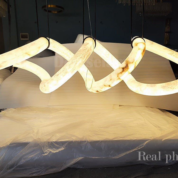 Denise Scarlett Designer Alabaster Pendant Light, Modern Luxury Inspired Lamp