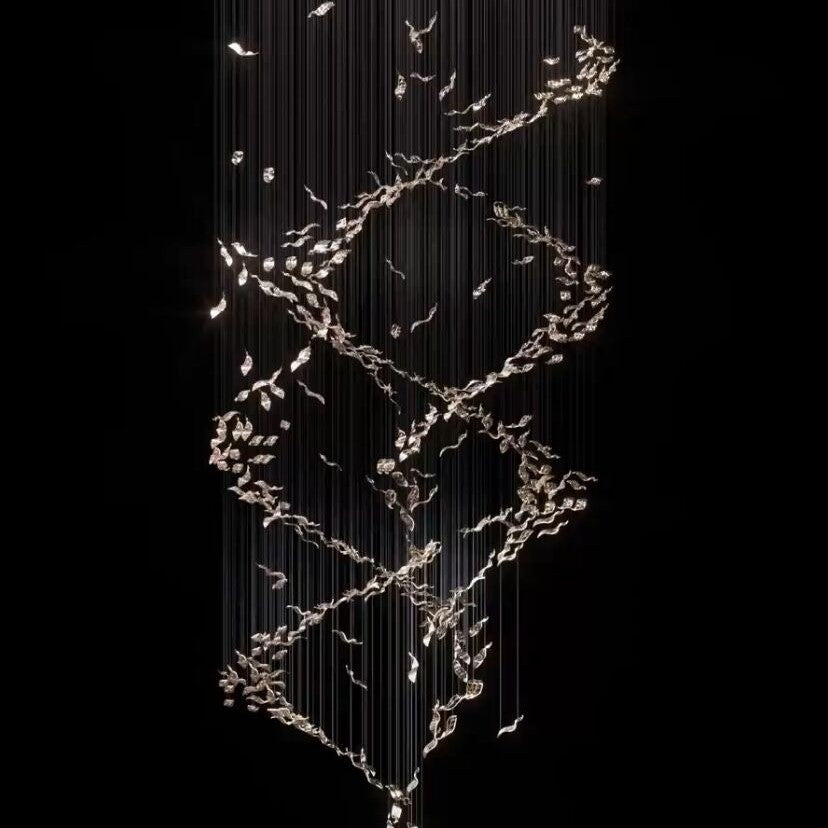 Extra Large Luxury Art Double Spiral Creative Crystal Chandelier For High-ceiling Foyer/Hallway/Entryway