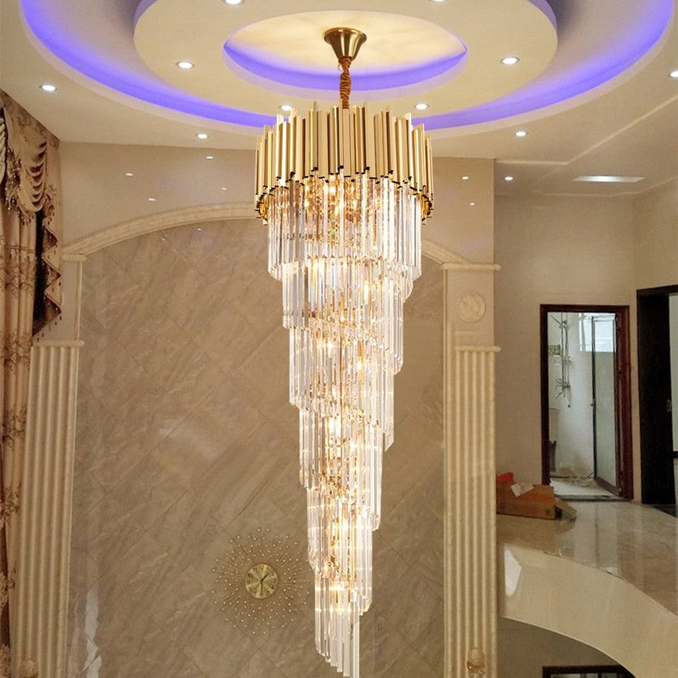 Denise Modern cascade chandelier for staicase, lobby, hall, foyer, stairwell