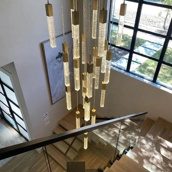 Light Luxury Glacier Bubble Crystsal Chandelier in Gold/Chrome/Black Finish for Staircase/Foyer
