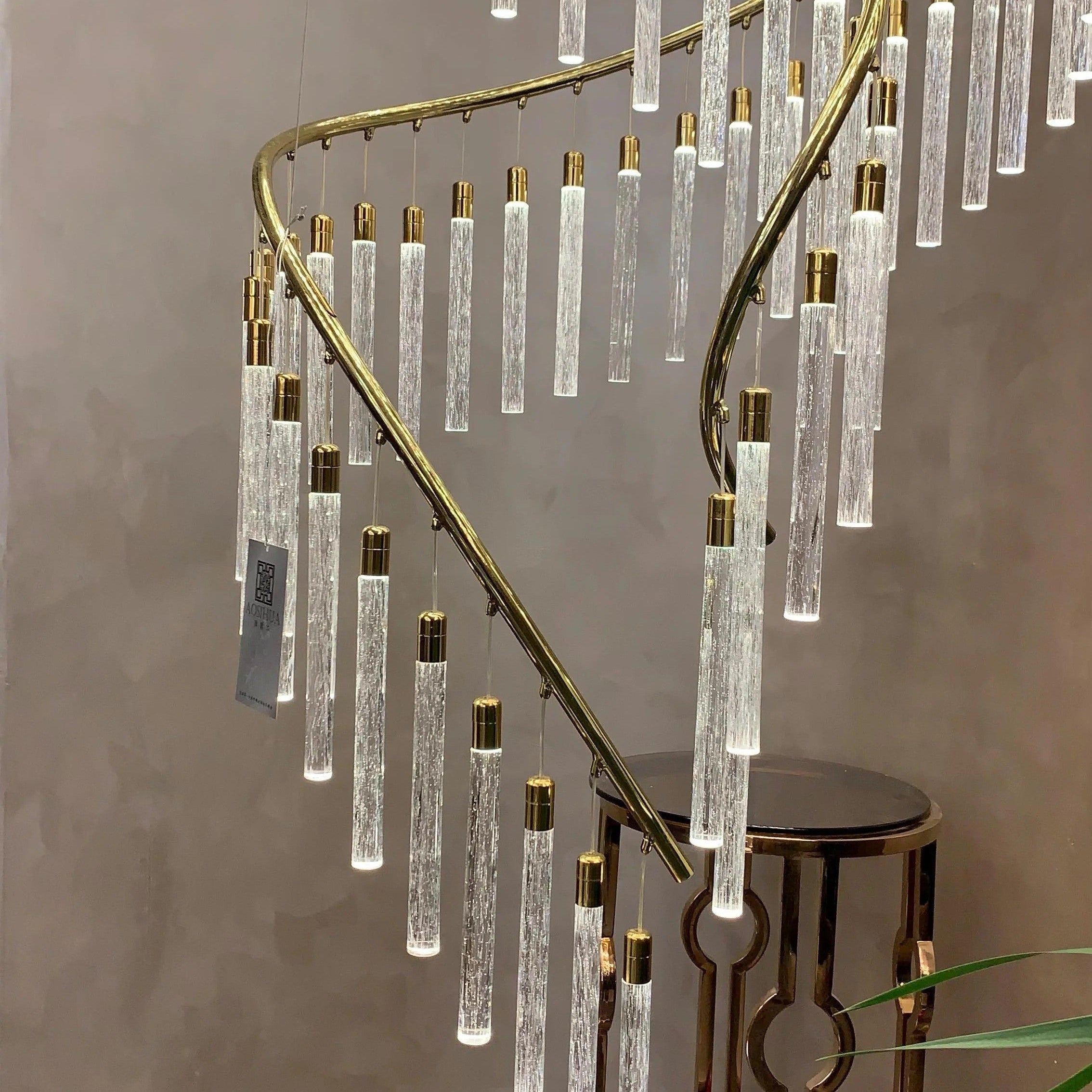 Luxury Spiral Bubble Crystal Stick Chandelier for Staircase/Foyer/High-ceiling