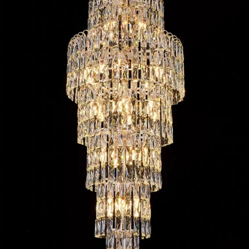 Long Crystal Staircase Chandelier Large Foyer Living Room Entryway Ceiling Light Fixture