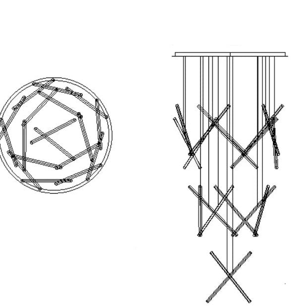 Modern Italian Creative Art Sticks Ceiling Chandelier for Living Room/Staircase/Hotel Lobby