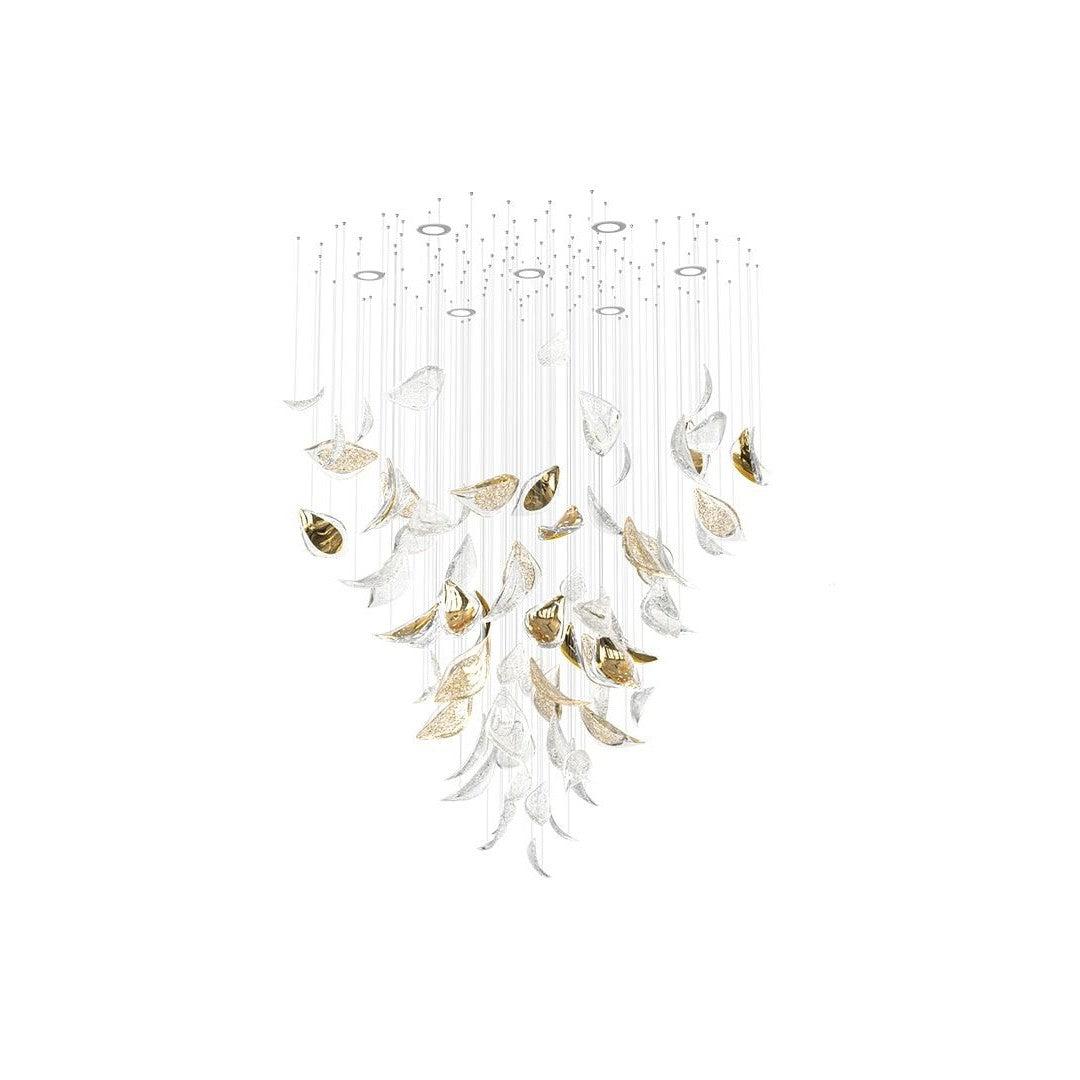 Floating Leaves Meteor Shower Crystal Spiral Chandelier