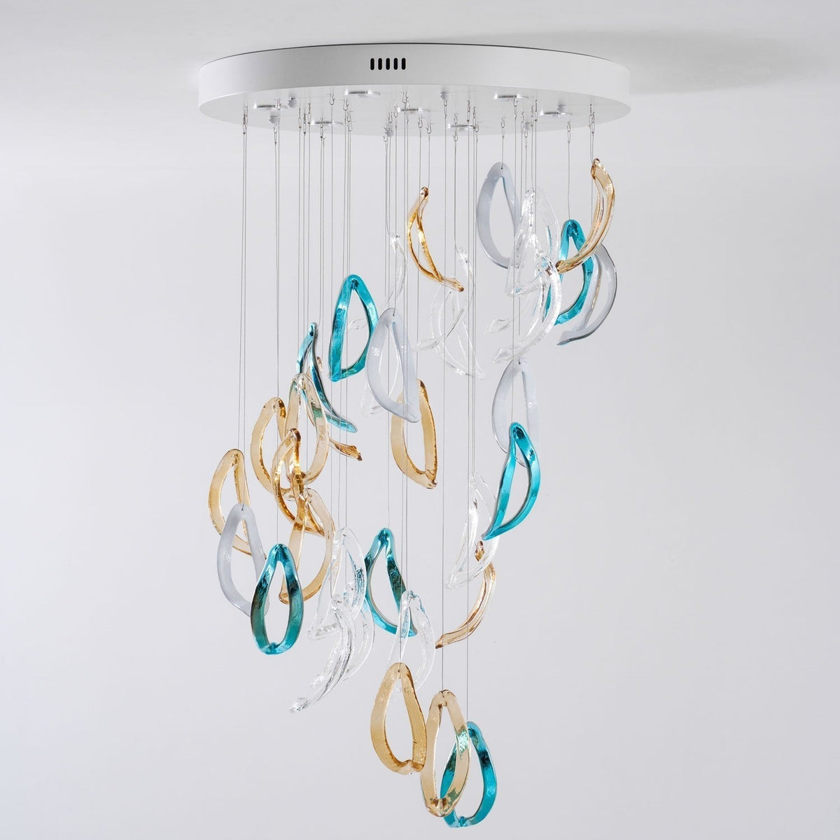 Galaxy Aqua Ripple Glass Meteor Shower Crystal Spiral Chandelier