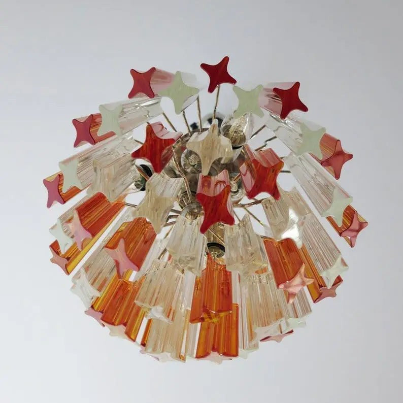 Murano Chandelier – 47 prisms – Amber/Transparent