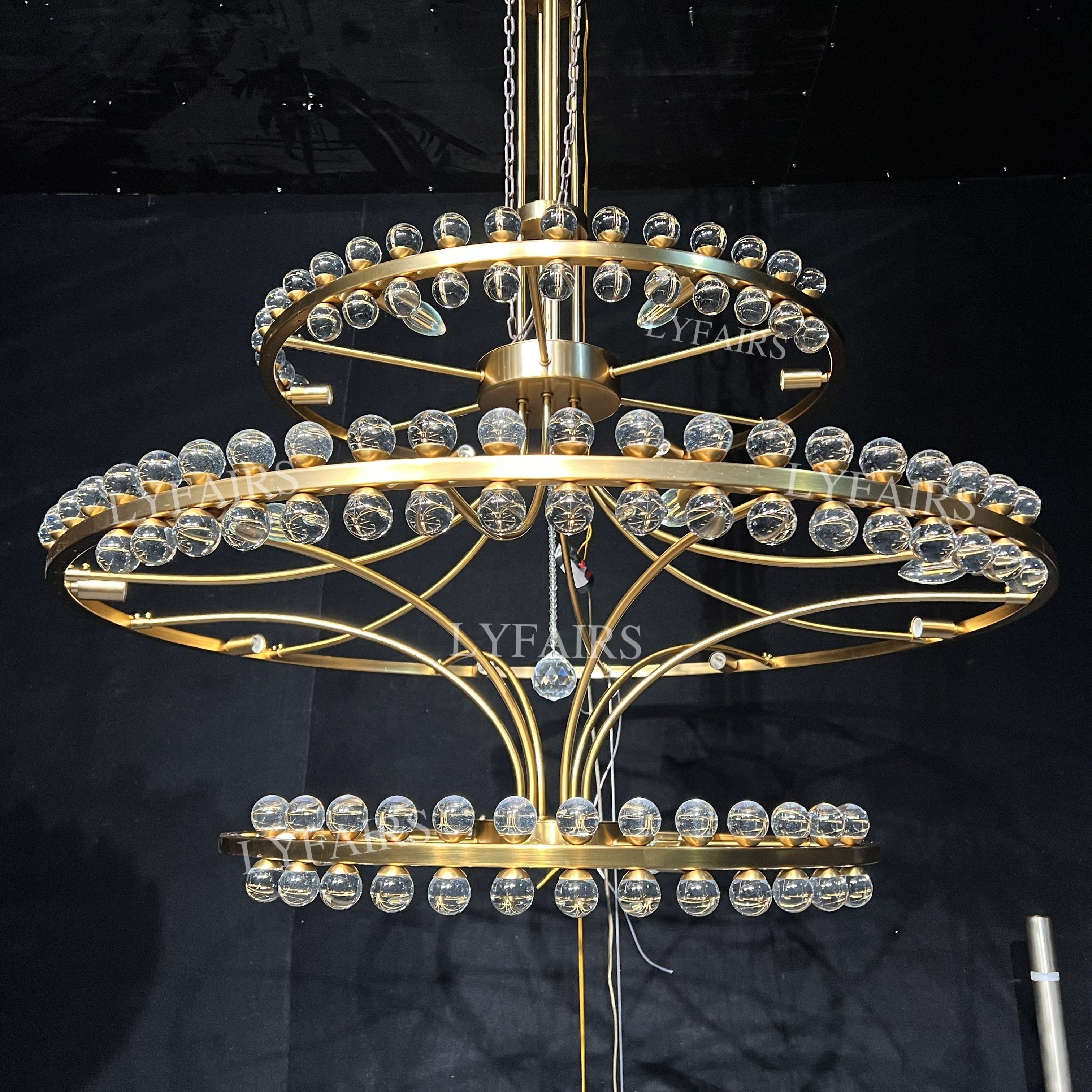 Modern 2/3 Ring Glass Ball Chandelier for Low-ceiling