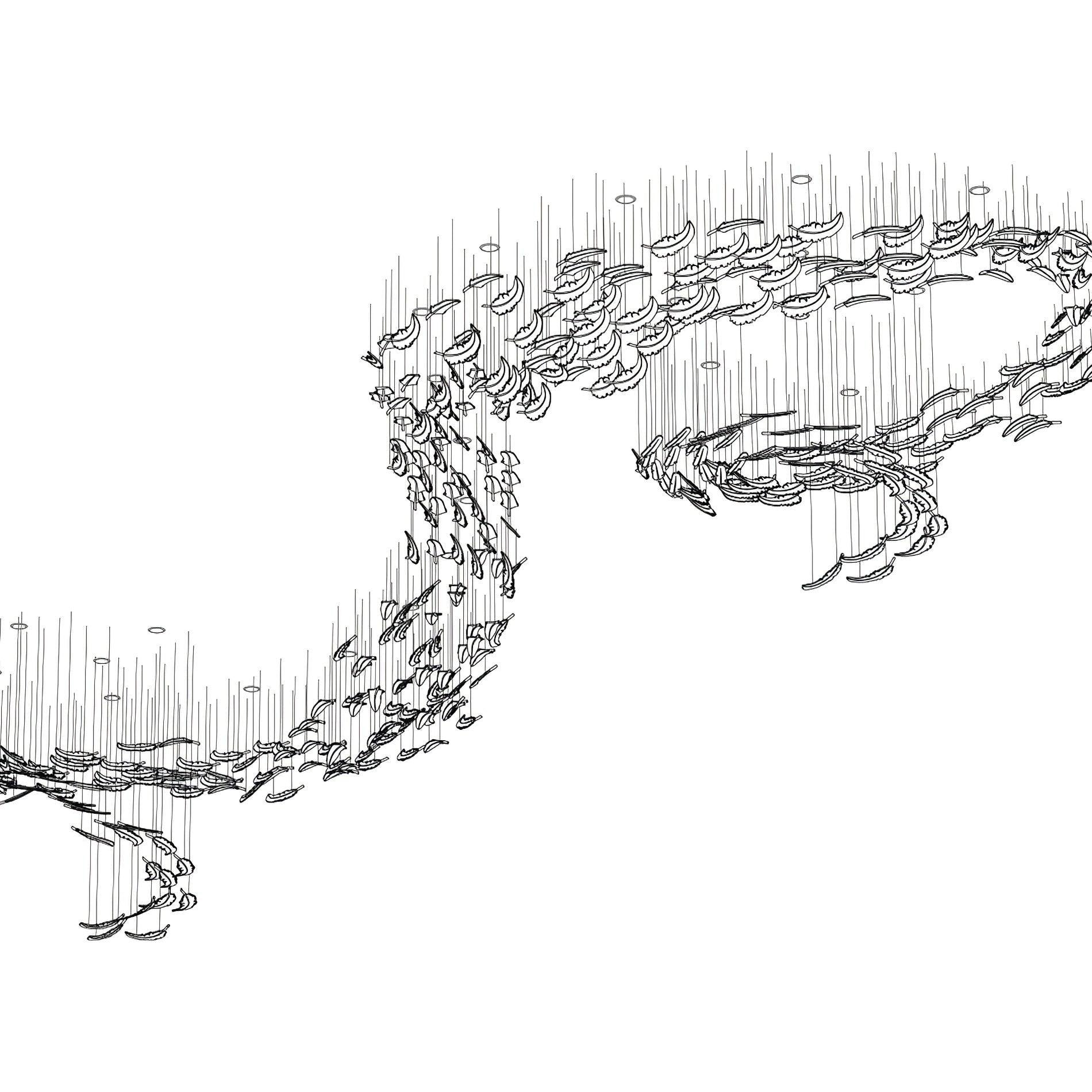 Glass Feathers Chandelier
