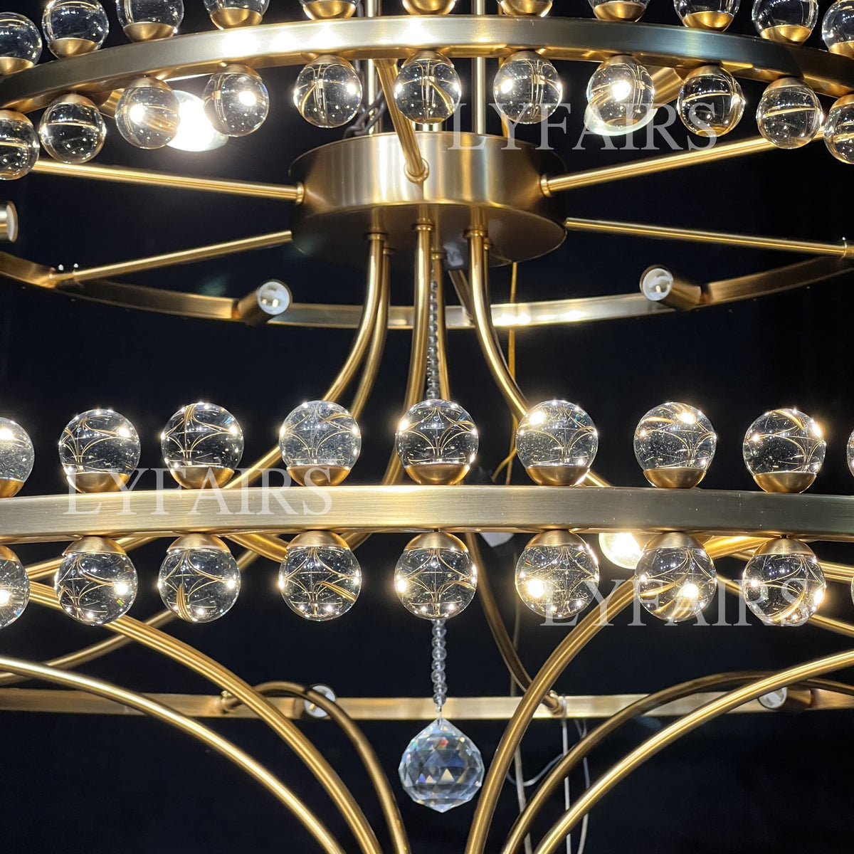 Modern 2/3 Ring Glass Ball Chandelier for Low-ceiling
