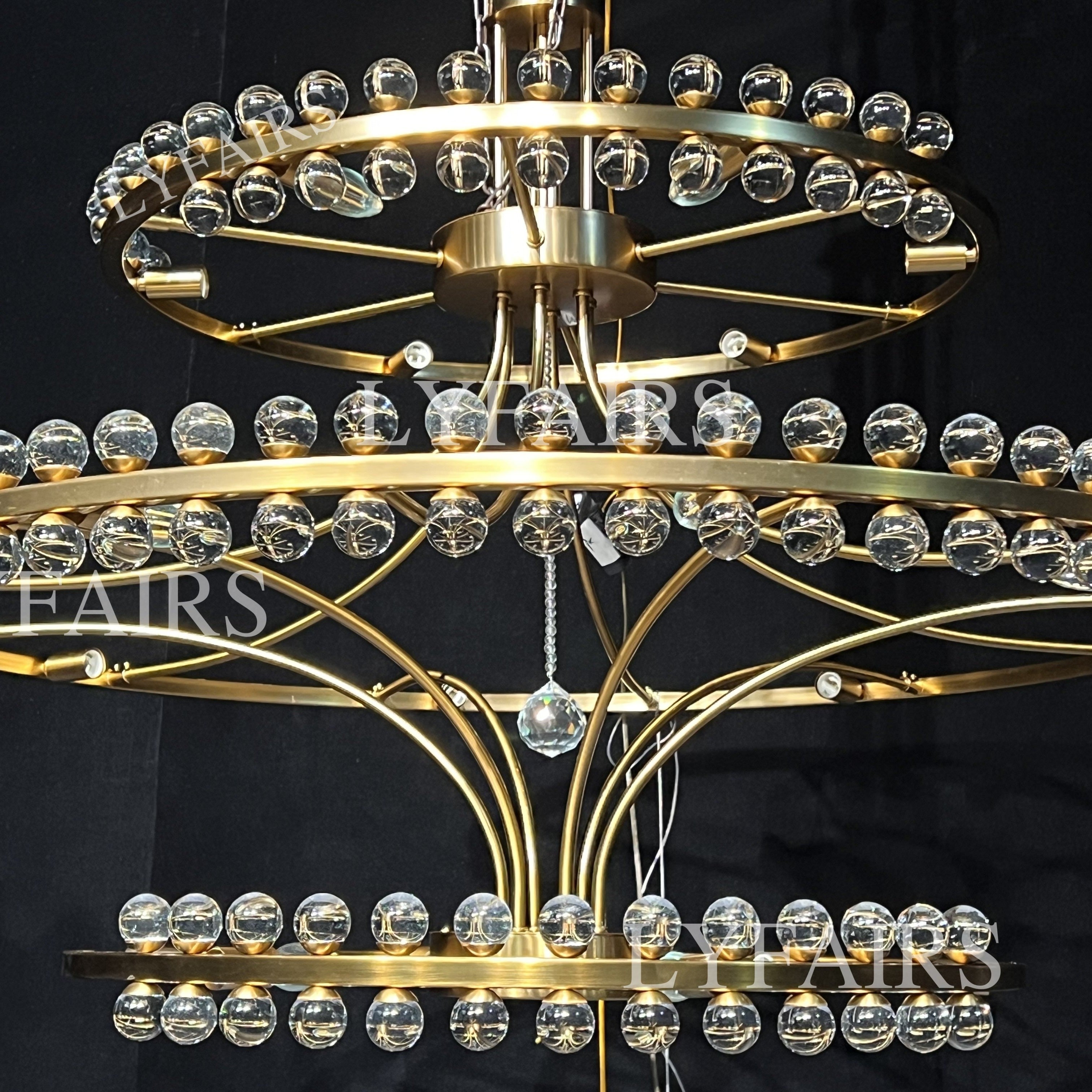 Modern 2/3 Ring Glass Ball Chandelier for Low-ceiling