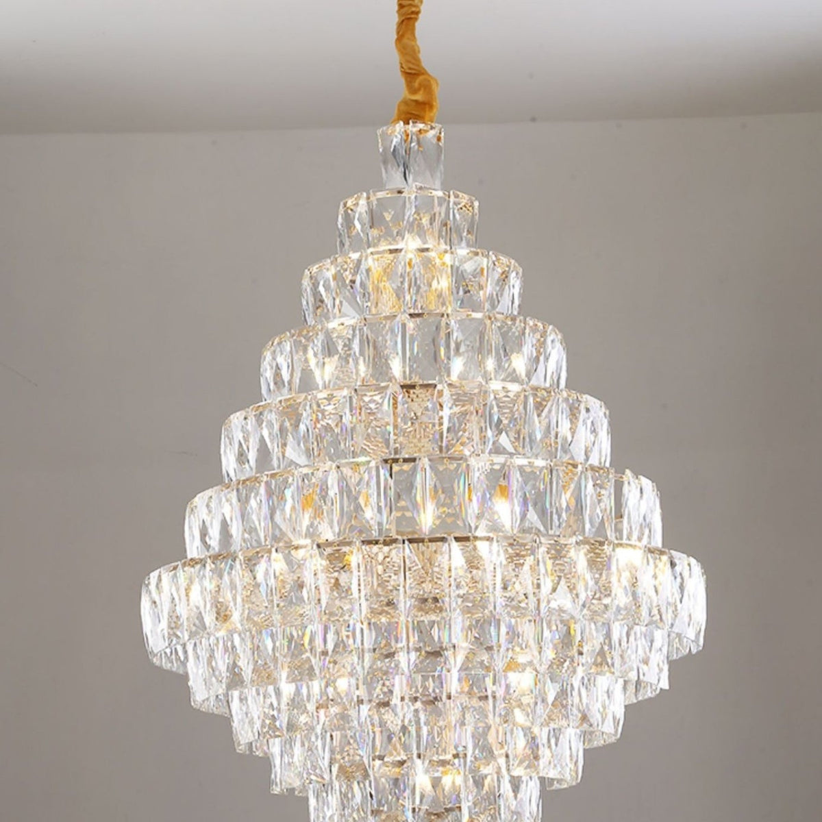 Extra Large Foyer Pure Crystal Ceiling Light Fixture Living Room Entrance Staircase Chandelier