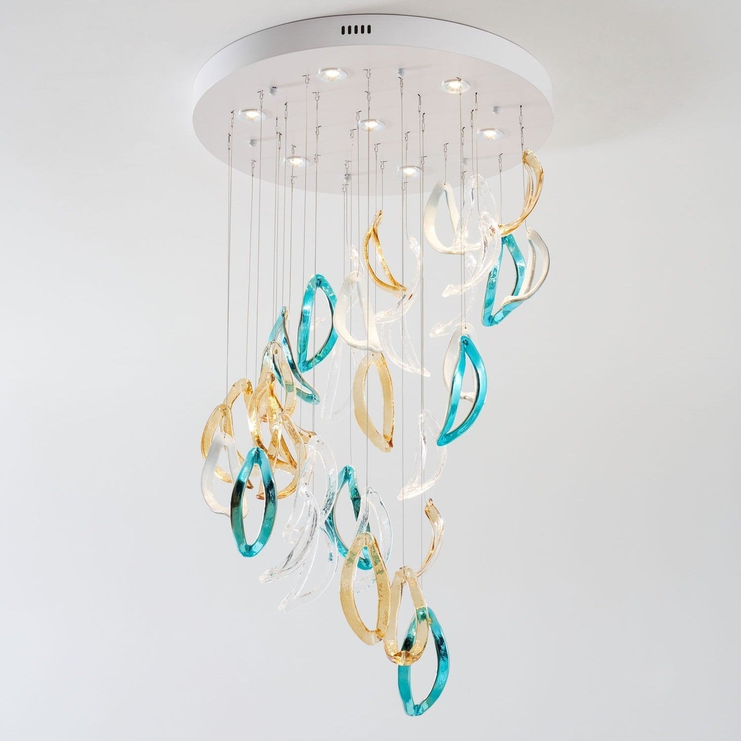 Galaxy Aqua Ripple Glass Meteor Shower Crystal Spiral Chandelier