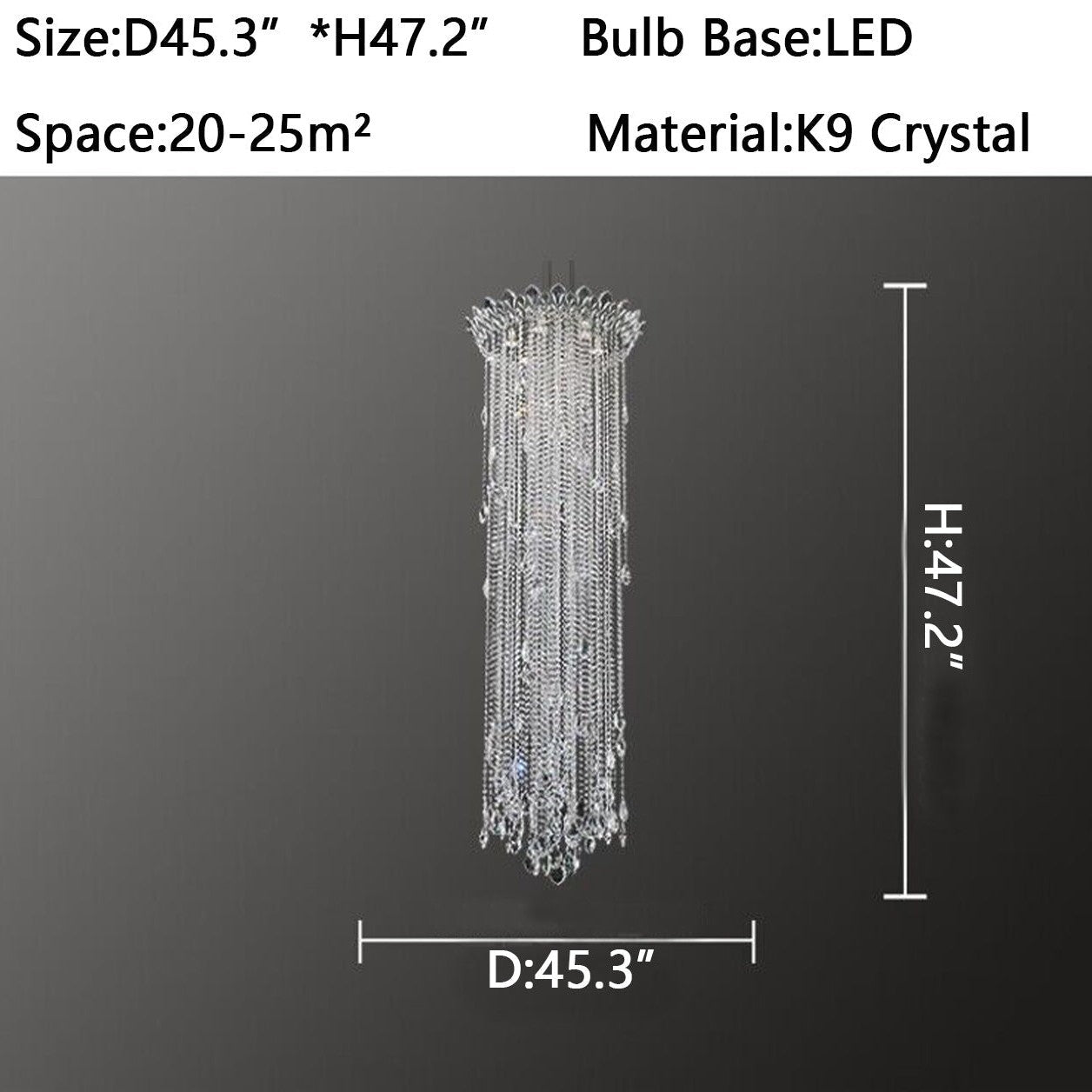 Extra Large Light Luxury Stairwell Crystal Tassel Chandelier for Staircase/High Floor Hall/Loft