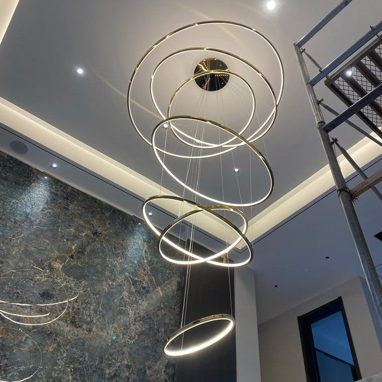 WOMO Large Tiered Ring LED Foyer Chandelier-WM2160
