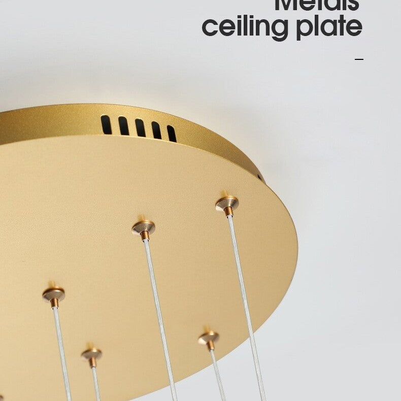 Denise Golden/Black LED Hanging Meteor Rain Staircase Chandelier