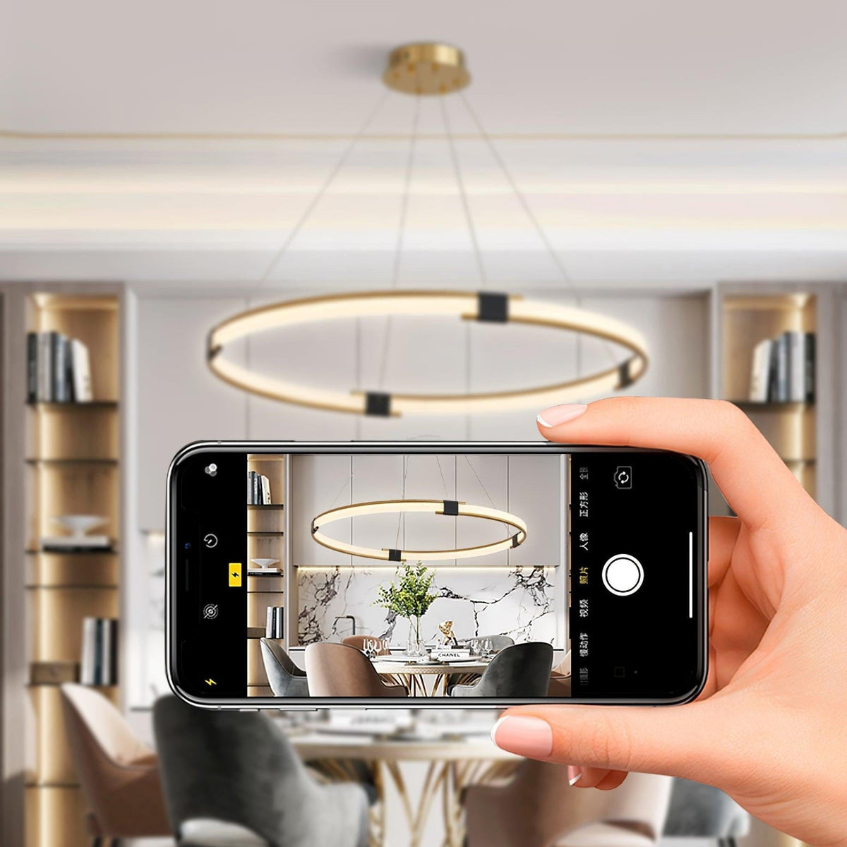 Gold Round Ring Chandelier