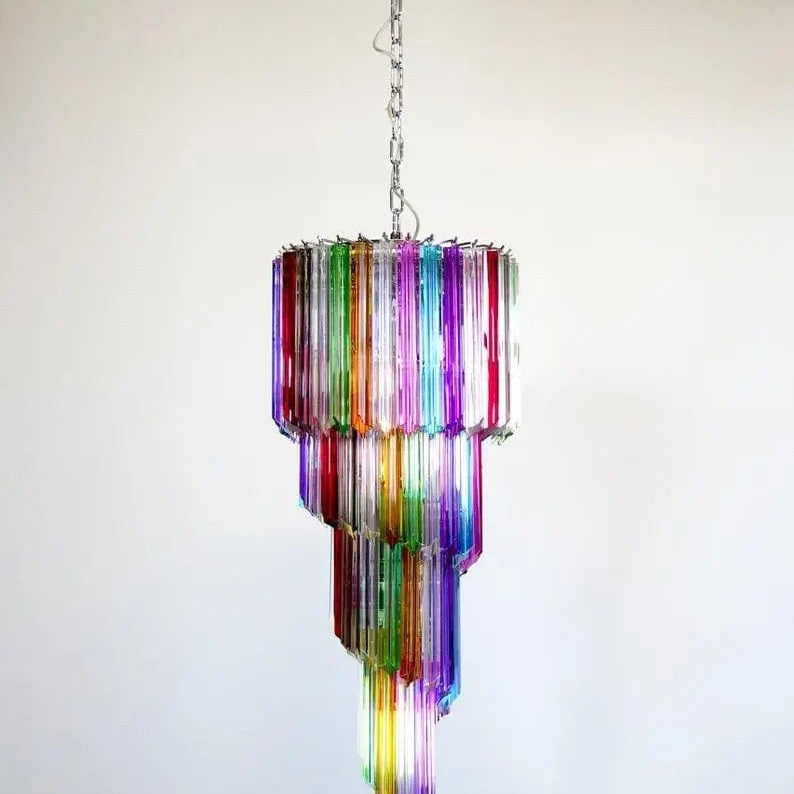 Murano chandelier – Spiral – 86 prisms – Multi