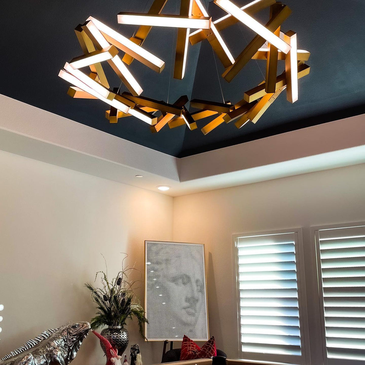 Modern Round/Linear Geometric Aluminum LED Chandelier for Dining Room/Bedroom