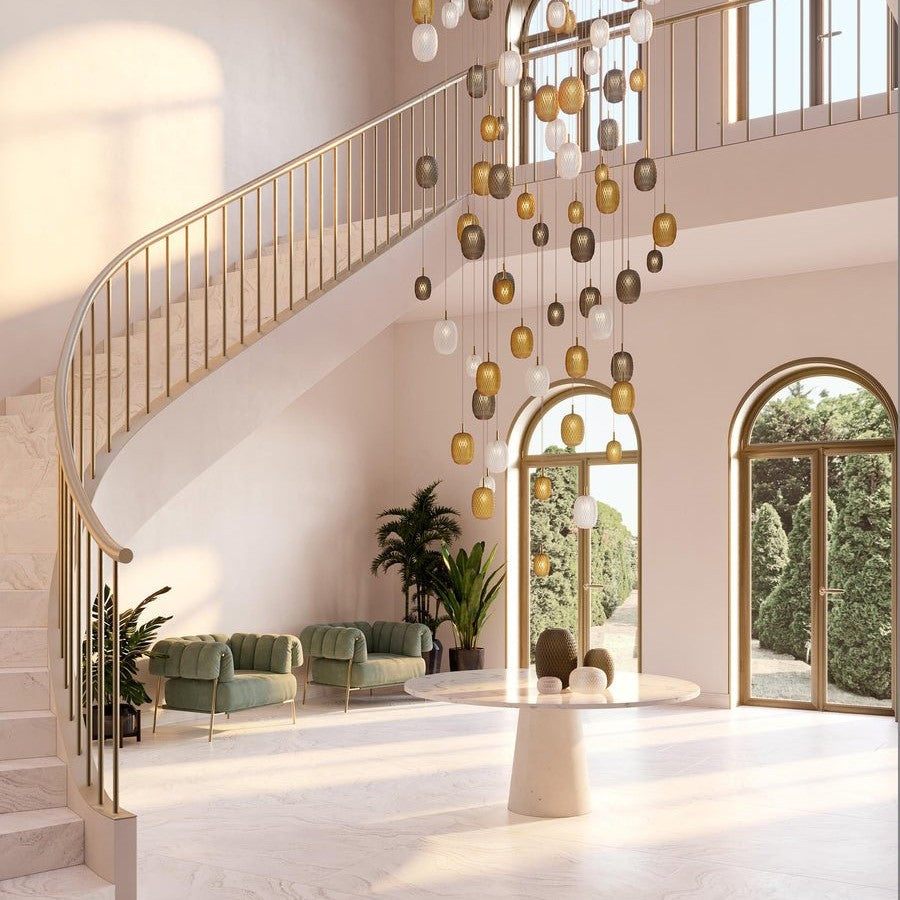 Galaxy Chromatic Gem Drop Spiral Chandelier