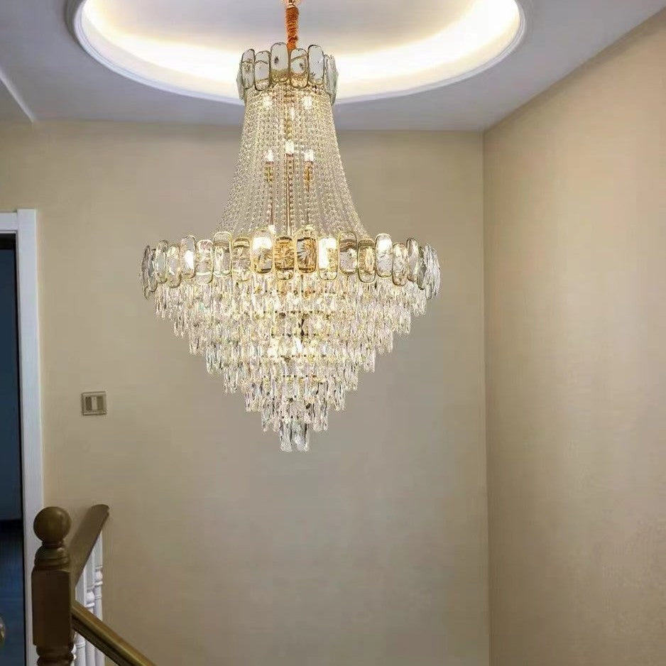 Foyer Staircase Chandelier Luxury K9 Crystal Ceiling Light