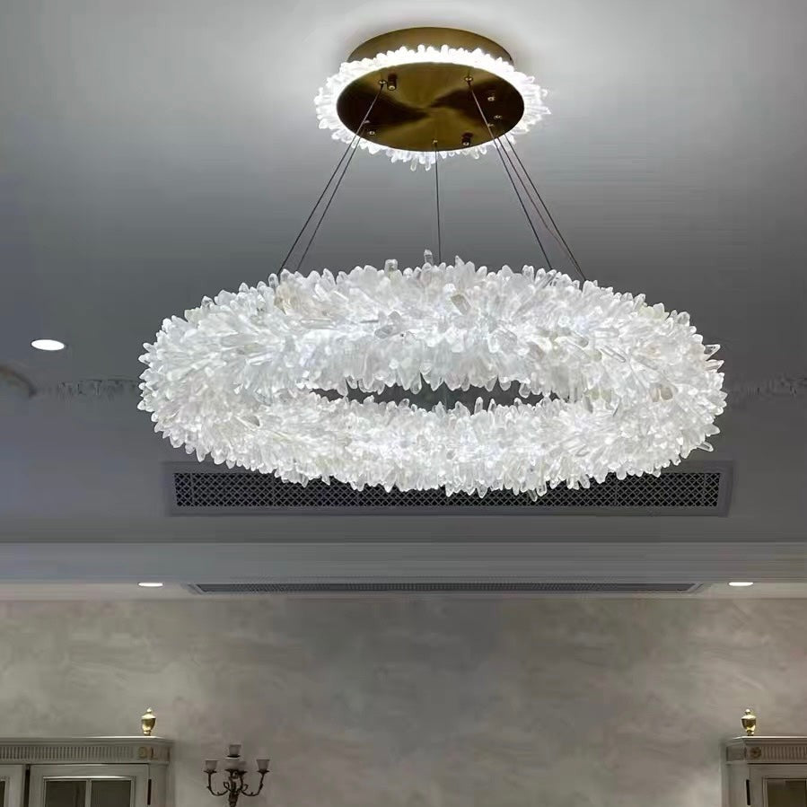 Modern Round/Oval/Linear/Square Natural Crystal Chandelier