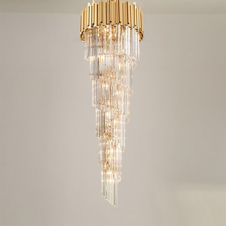 Denise Modern cascade chandelier for staicase, lobby, hall, foyer, stairwell