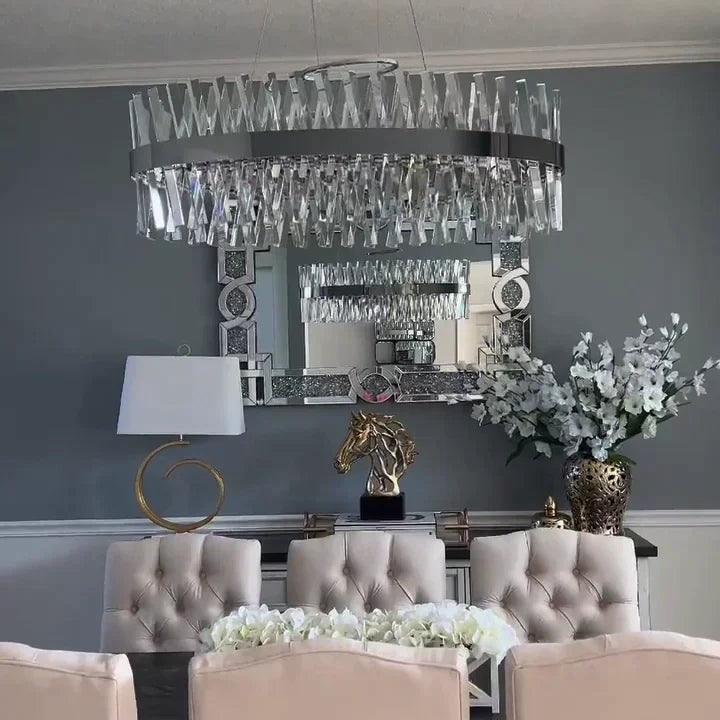 Nordic Oval Post-modern Light Luxury Crystal Chandelier For Kitchen Island/Dining Room