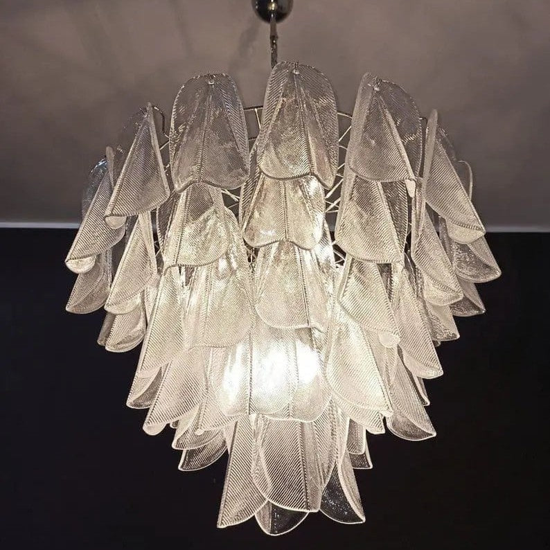 Murano Chandelier – Rondini – 57 glass leaves – Transparent
