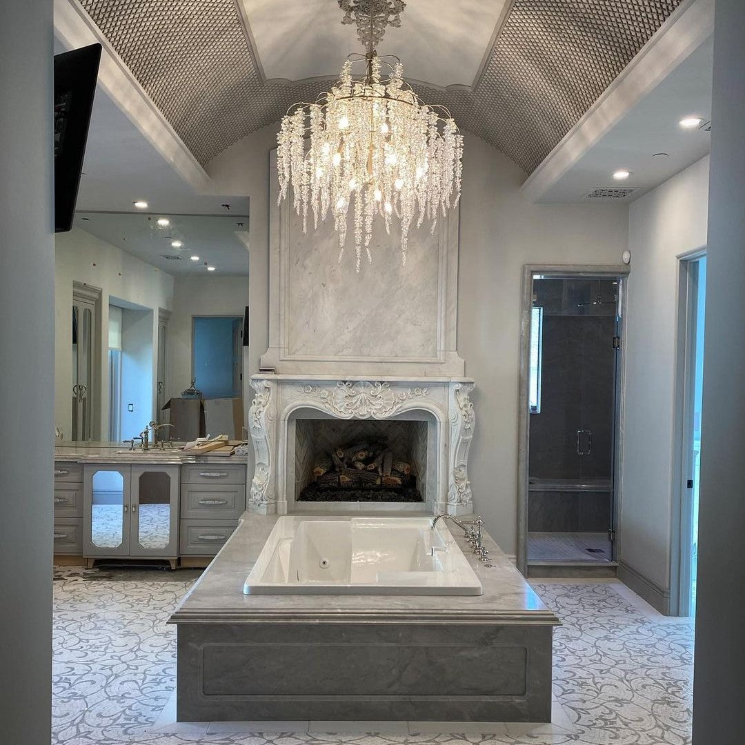 Light Luxury Elegant Sliver Flower Branch Chandelier For Living/Dinning/Bedroom Room/Hallway