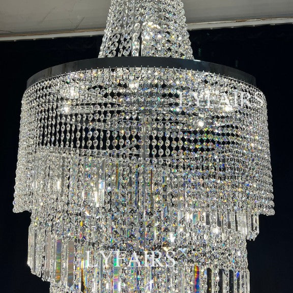 Modern Crystal Tassel Chandelier for Foyer/Staircase