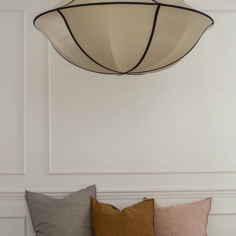 Vintage French Style Cream White Silk Umbrella Chandelier