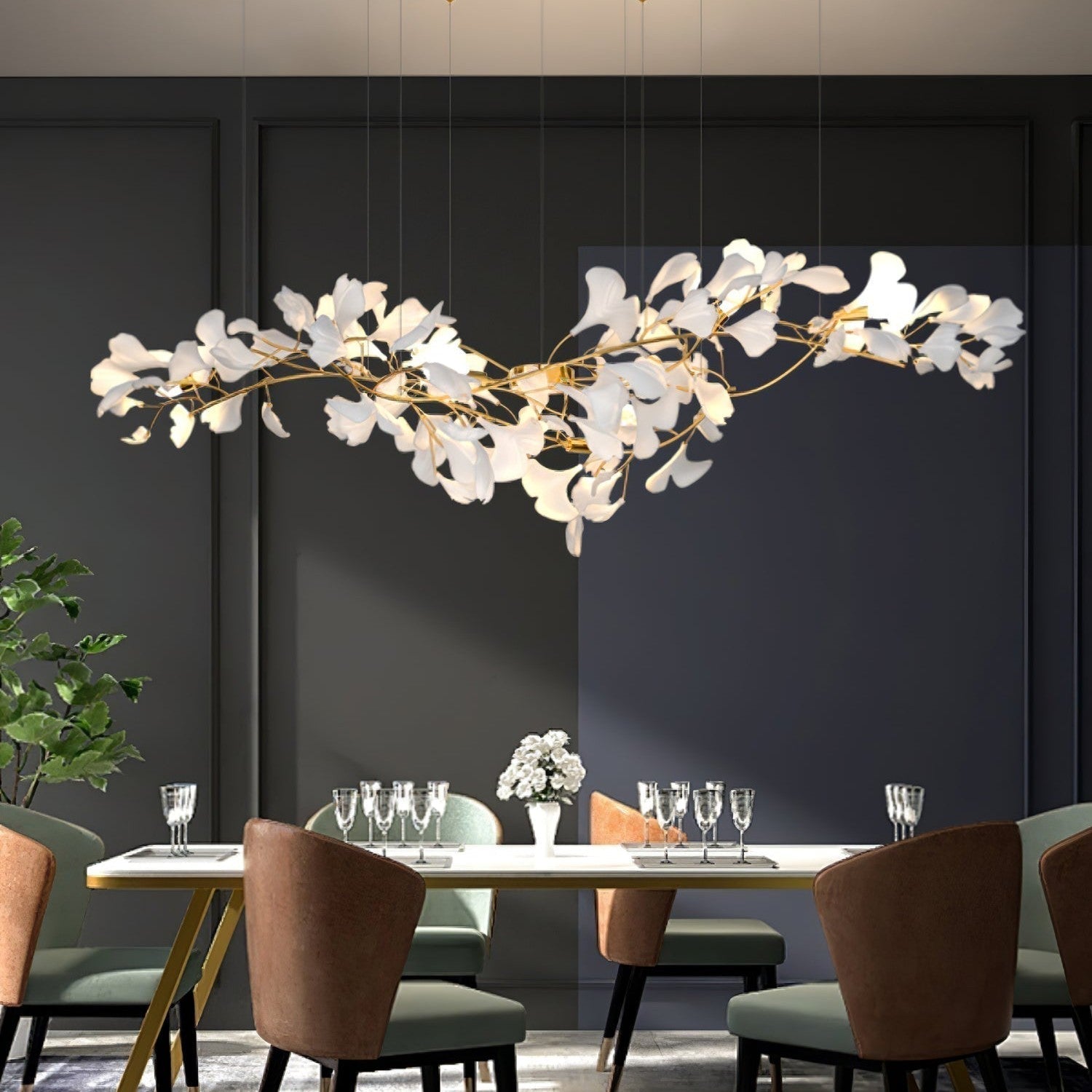 Gingko Ceramic Branch Chandelier Z