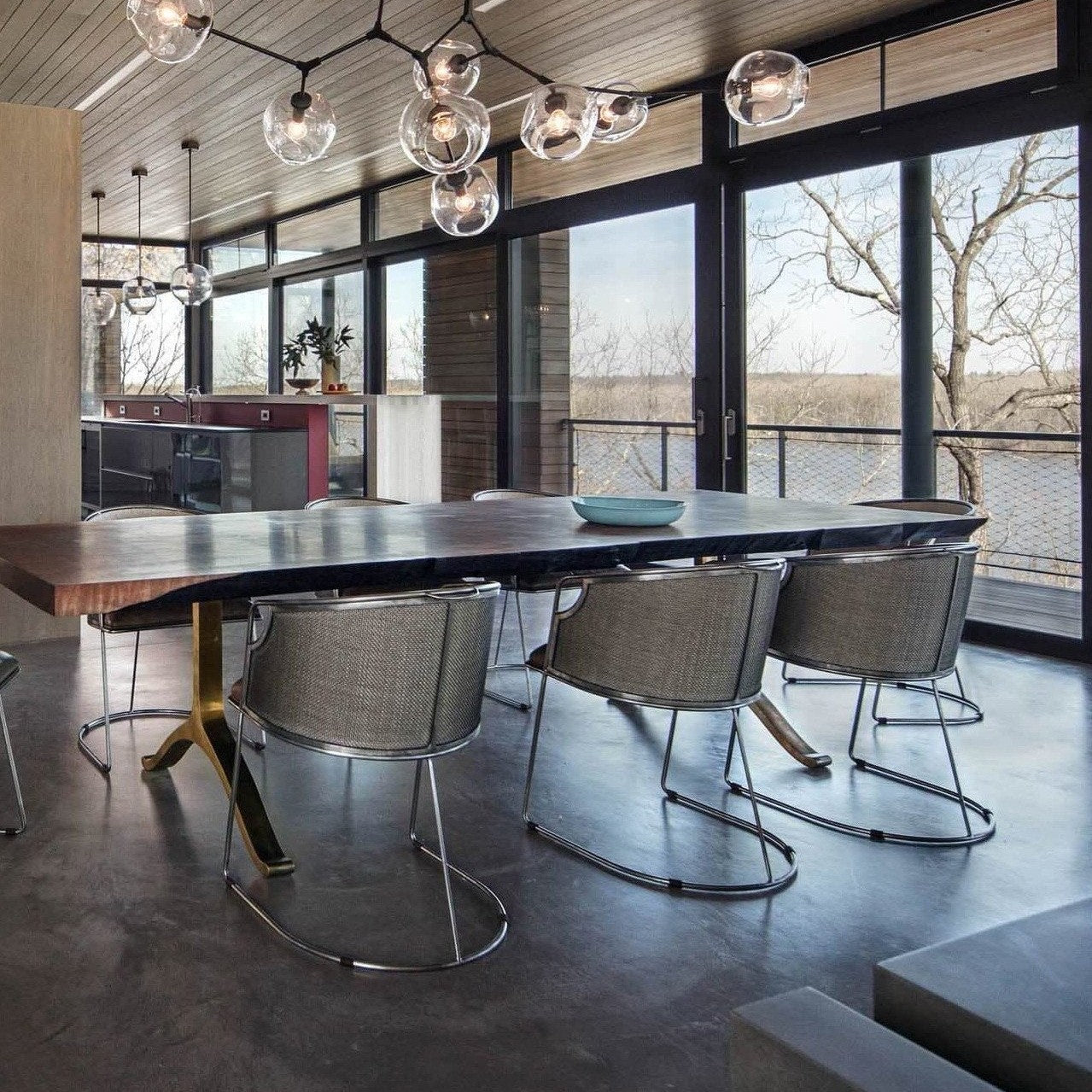 Modern Sputnik Smoky Gray/Amber Glass Branch Chandelier for Kitchen Island/Dining Room