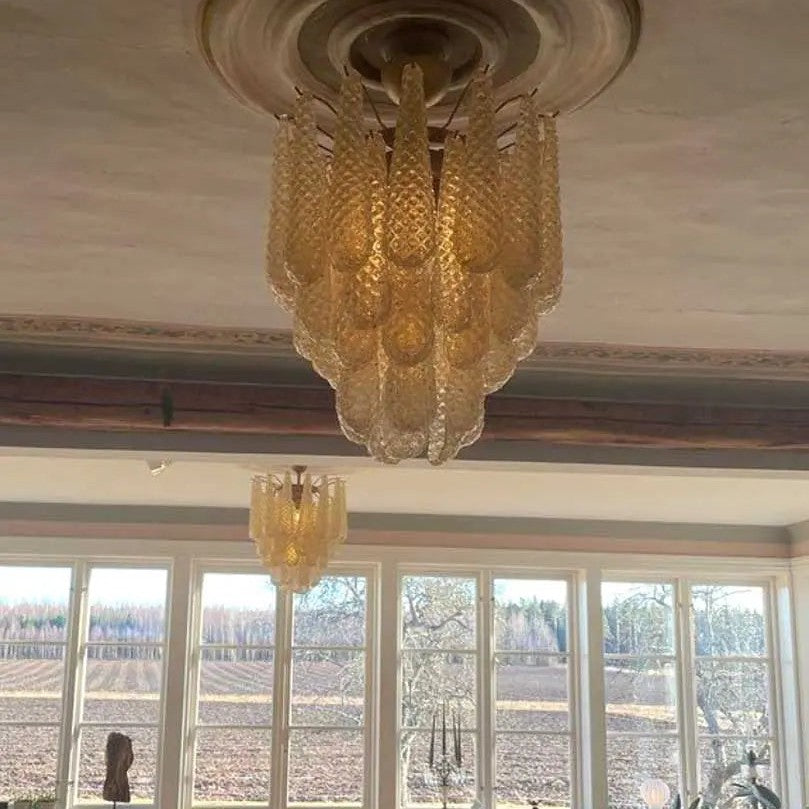 Murano Chandelier – Drop – 41 glasses – Amber