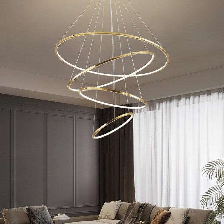 WOMO Large Tiered Ring LED Foyer Chandelier-WM2160