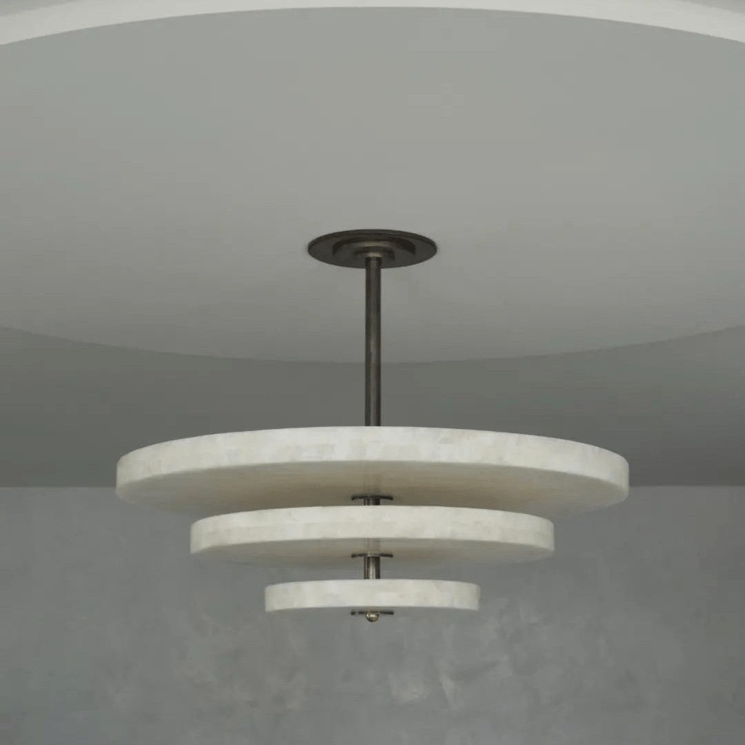 Alabaster Bronze & White LED Chandelier – Elegant 33‑Inch
