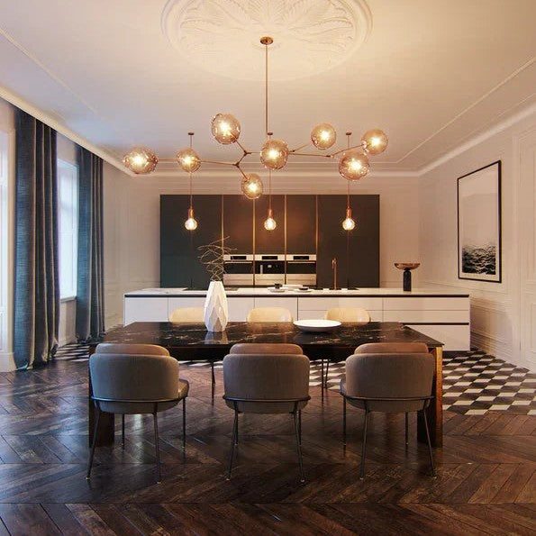 Modern Sputnik Smoky Gray/Amber Glass Branch Chandelier for Kitchen Island/Dining Room