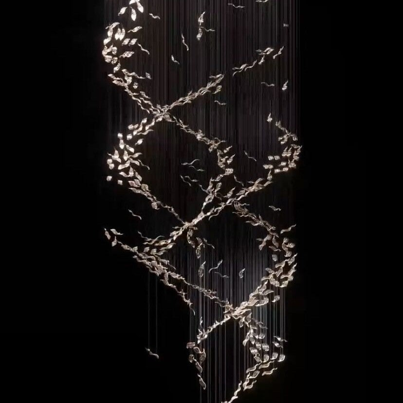 Extra Large Luxury Art Double Spiral Creative Crystal Chandelier For High-ceiling Foyer/Hallway/Entryway