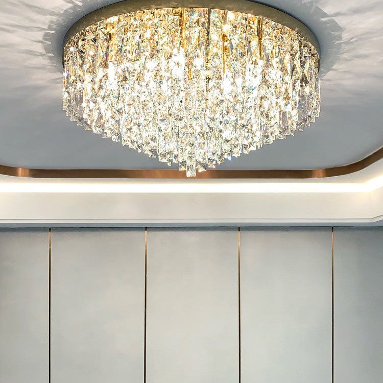 Oversize Luxury Flush Mount Crystal Chandelier for Living Room/Bedroom